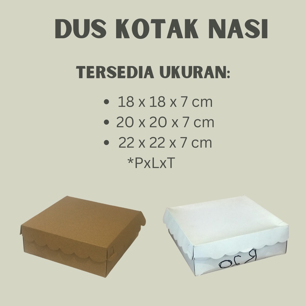 DUS KOTAK NASI WARNA COKLAT/PUTIH 18,20,22 x7 350gsm