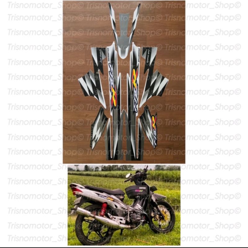 striping Yamaha FizR Millenium warna putih-hitam