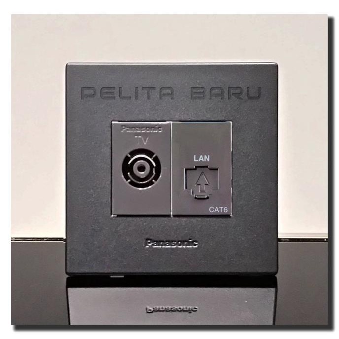 Outlet Antena TV + Outlet Data CAT6 Panasonic Style E Hitam