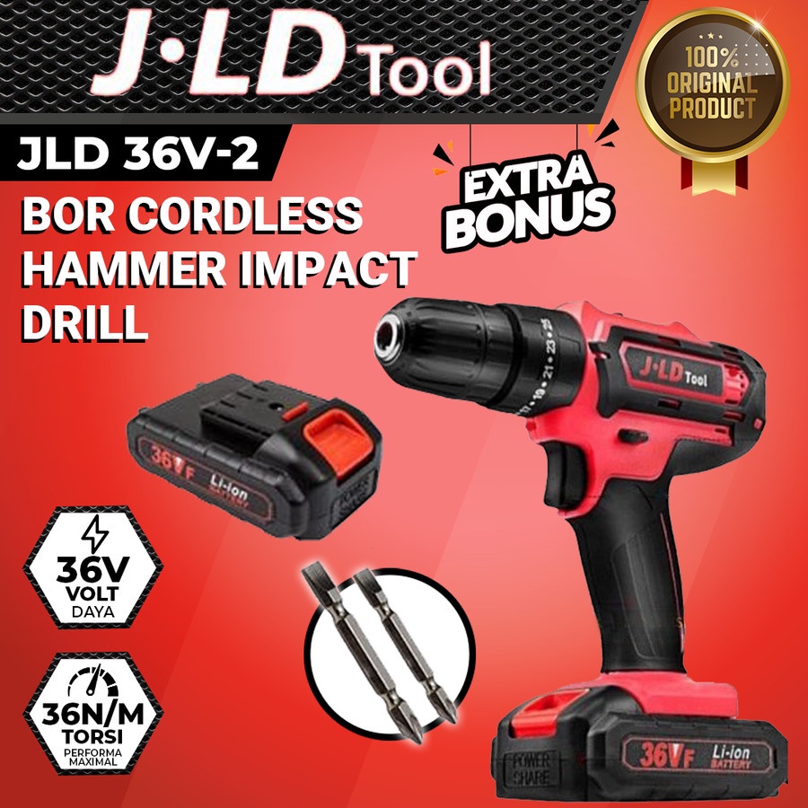 Mesin Hammer Impact Drill Cordless JLD TOOL 36V-2 Mesin Bor Tembok Beton Baterai Koper J.LD Screwdri