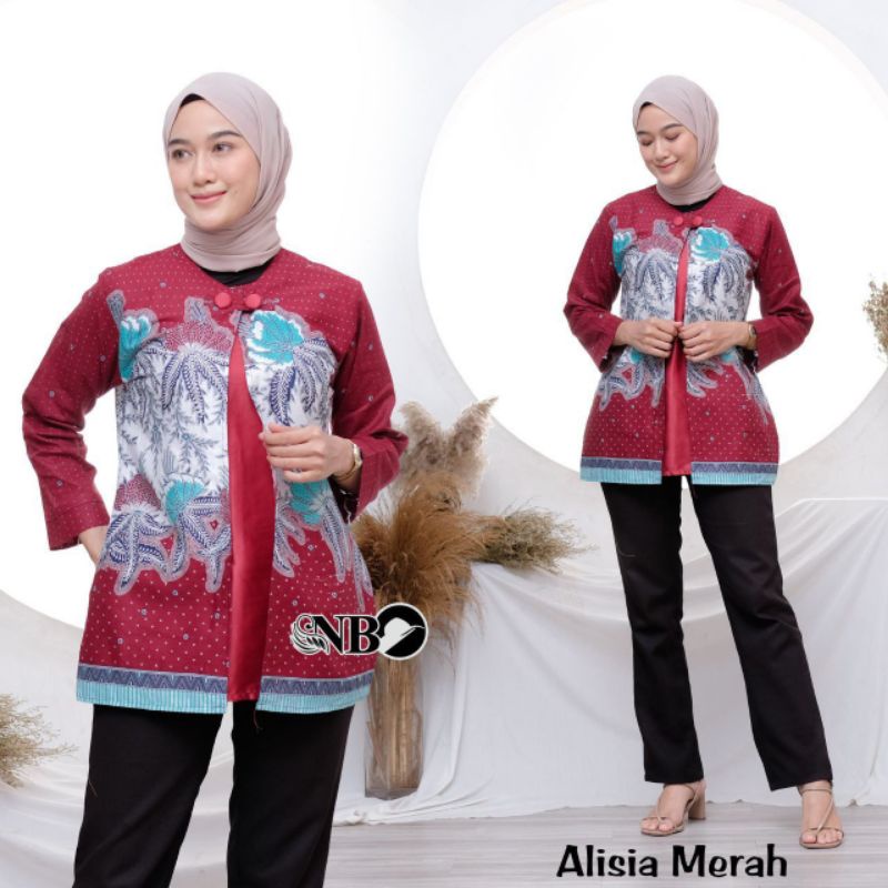 Blouse Batik Wanita Model Bolero Daun Alisia / Atasan Batik Wanita Casual / Blouse Batik /  Batik Kerja / Atasan Batik Kantor / New Motif / Batik Wanita Kekinian