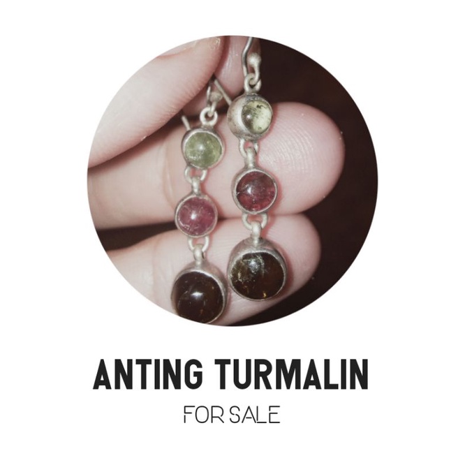 Anting Batu Permata Tourmaline Natural