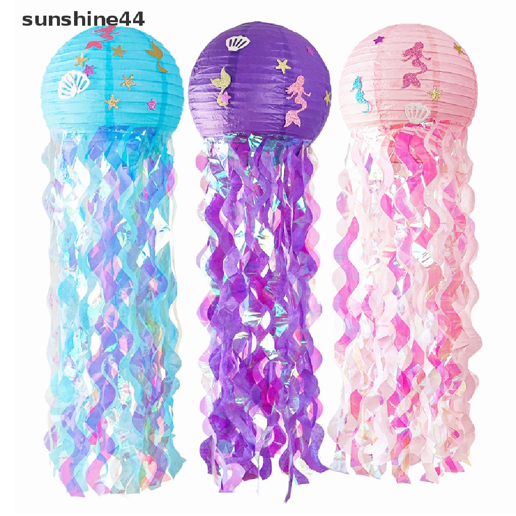 Sunshine Mermaid Dekorasi Pesta DIY Hanging Jellyfish Lantern Little Mermaid Sea Party.