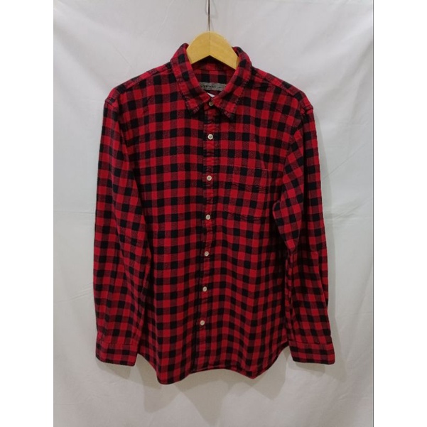 KEMEJA FLANEL FLANNEL GIORDANO MERAH SIZE L