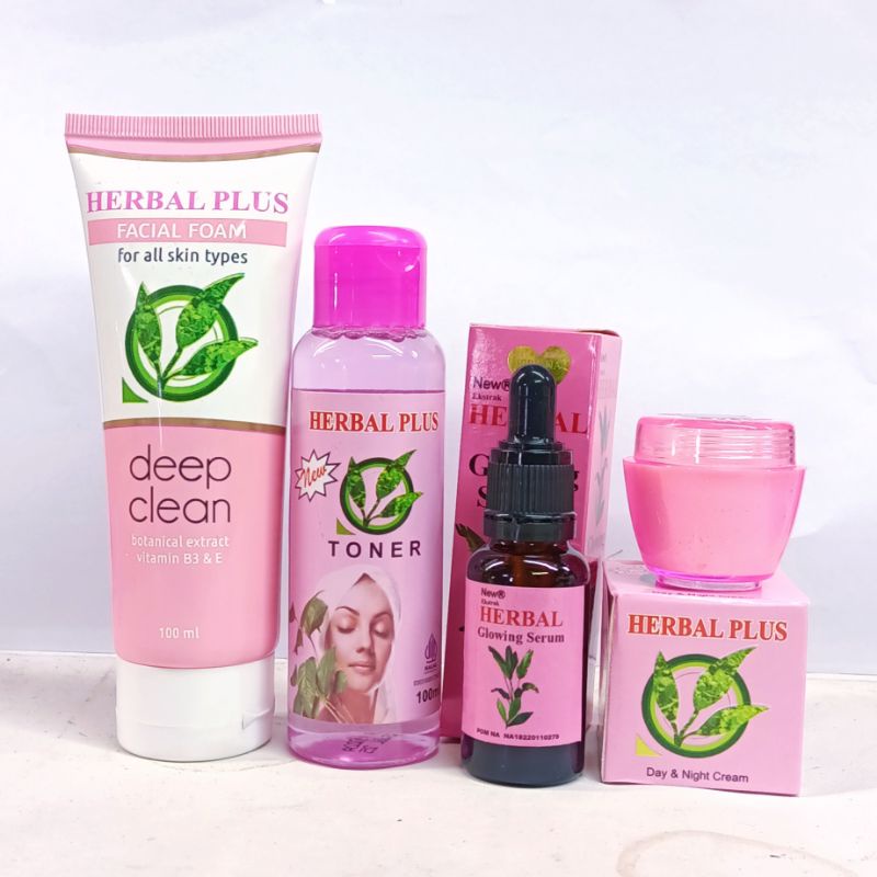 Paket Cream Herbal Plus 4in1 by - Cream Serum Toner Facial Foam