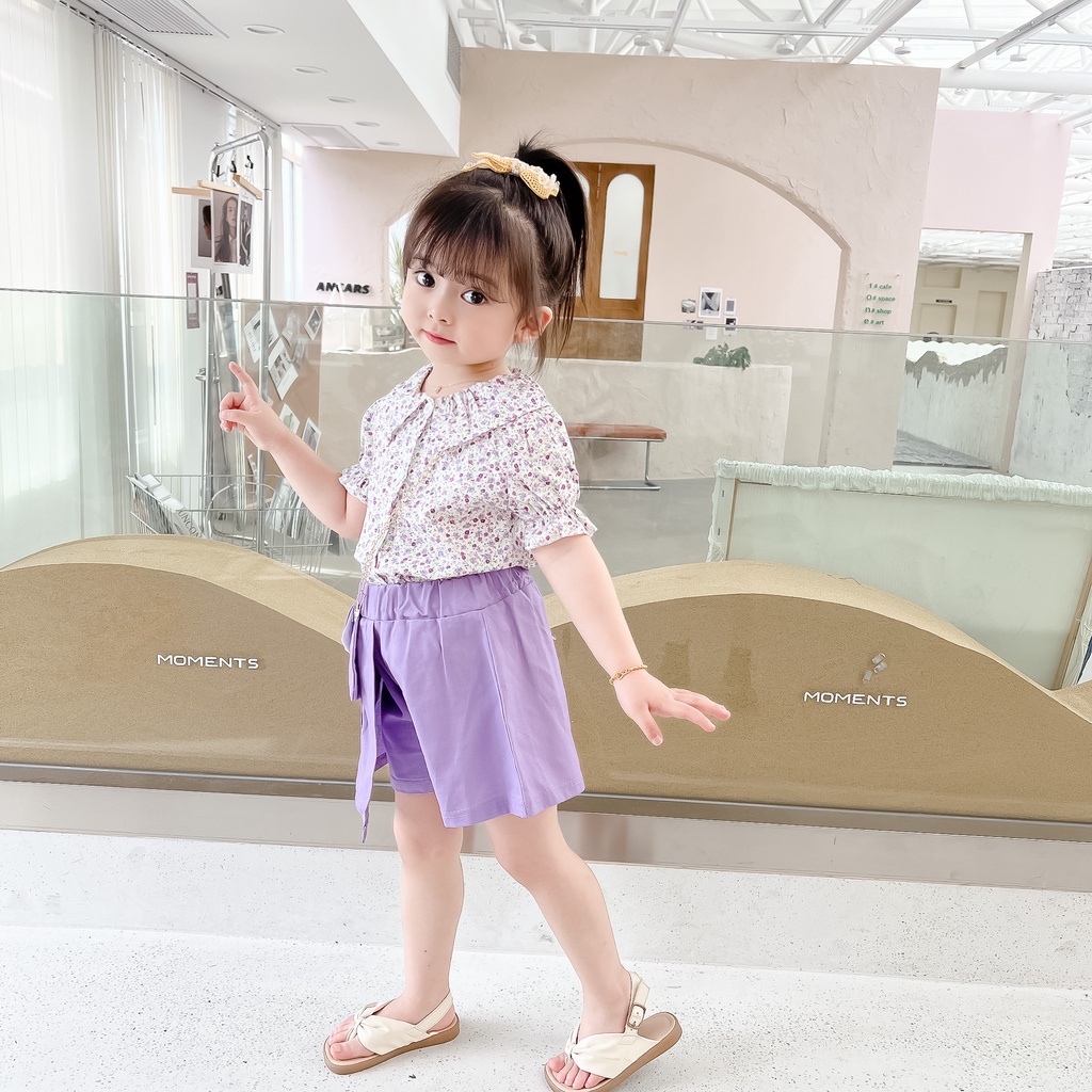 Setelan Baju Anak Perempuan Lengan Pendek Usia 1-4 Tahun / Setelan Baju KAtun Anak Perempuan Import