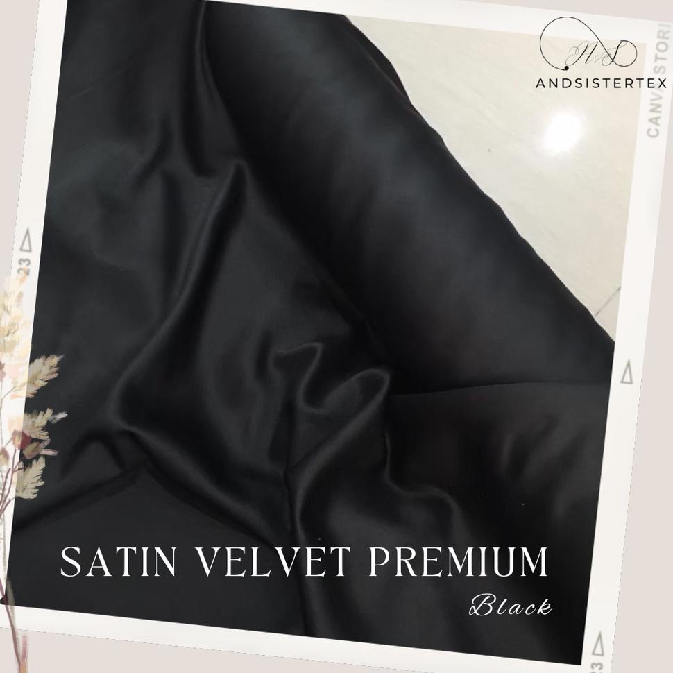 ♡ Bahan Kain Satin Velvet Background Backdrop Foto Studio Warna Hitam ホ