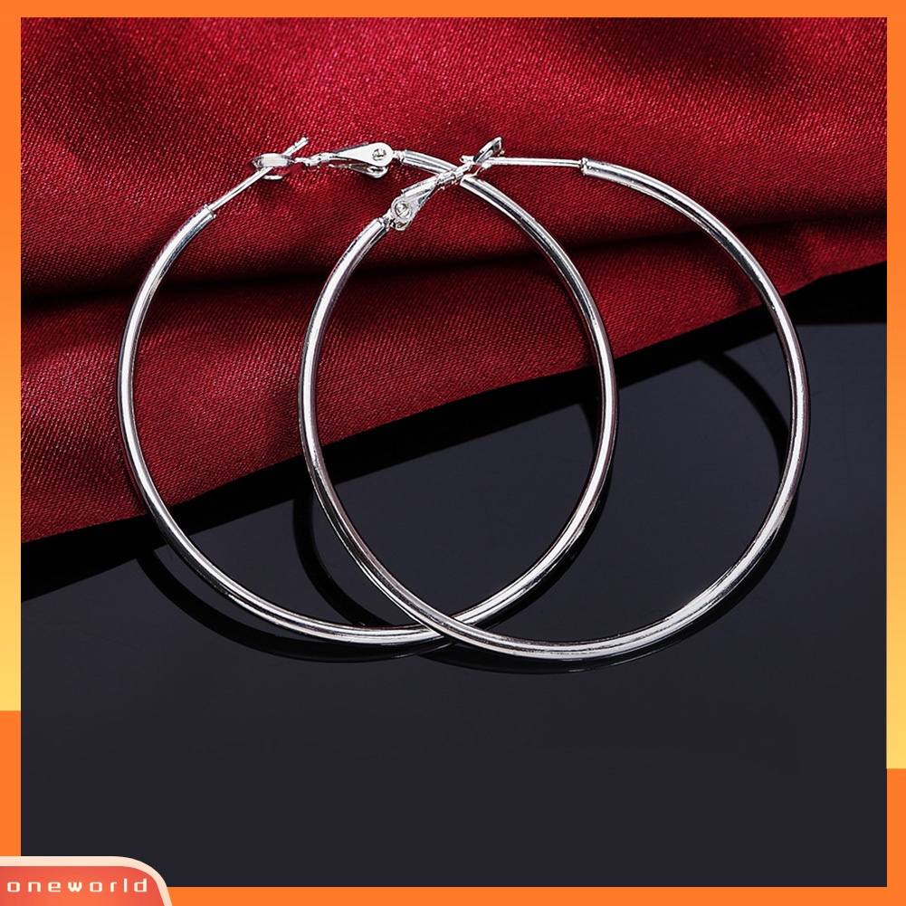 {oneworld} Fashion Wanita Diameter 5cm-8cm Potong Besar Bulat Hoop Anting Club Pesta Perhiasan