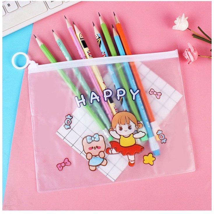 4pcs Kantong Travel Pouch Plastik Transparan Anti Air Zipper Ring GM-ST0221