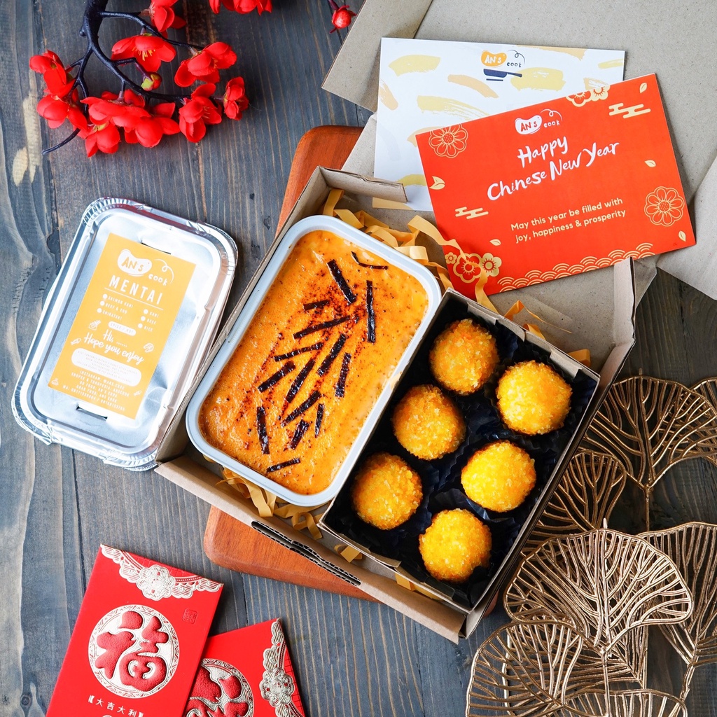 salmon mentai & Bitterballen Jamur Smoked Beef Cheese Truffle ala Bruule / Brulee Bomb for Imlek Ham