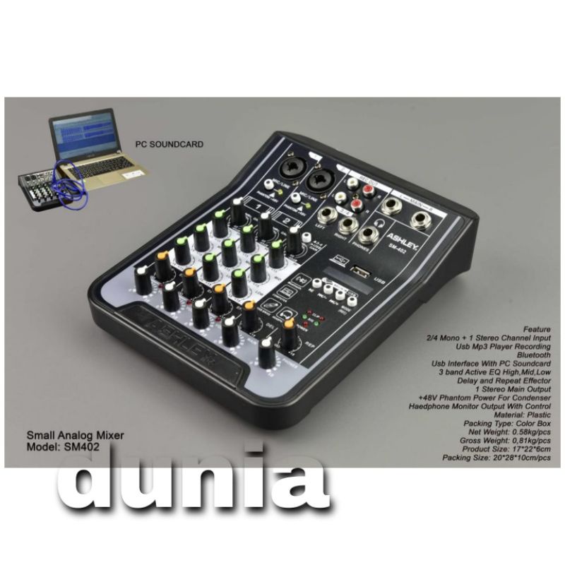 MIXER ASHLEY SM-402 SM 402 SM402 ORIGINAL RESMI