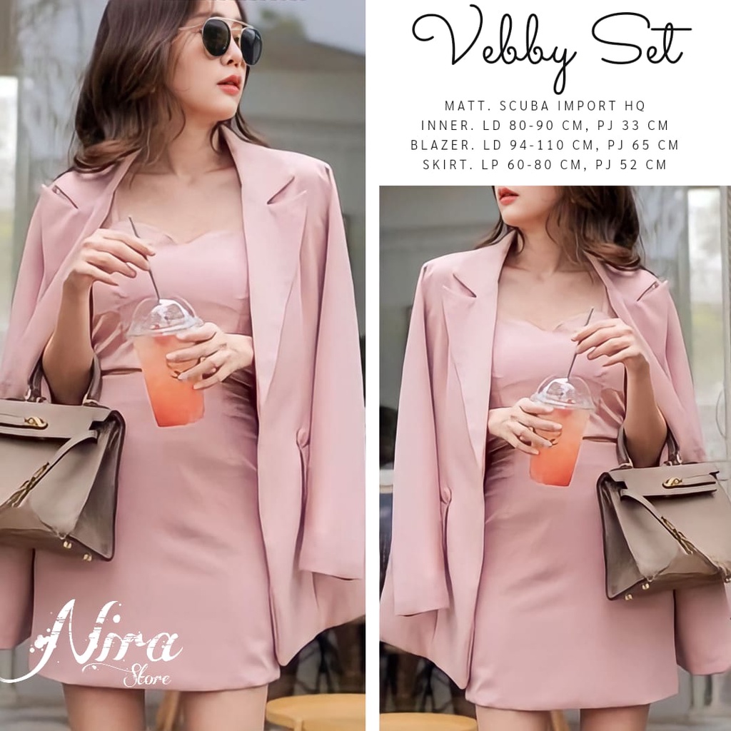 VEB-BY SET ONESET BY NIRA BAHAN SCUBA IMPORT INNER BLAZER SKIRT HQ