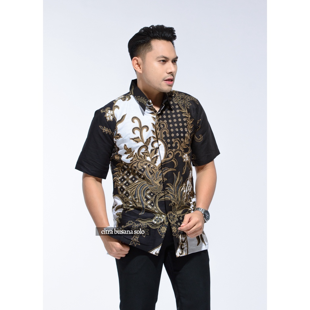 PROBOSETO PUTIH PENDEK Kemeja Batik Pria Full Furing Bahan Katun Primisima