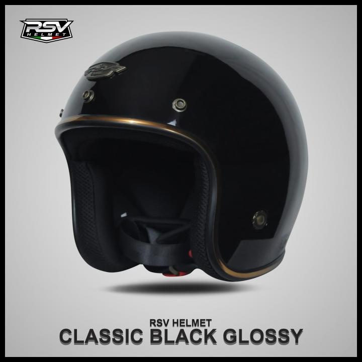 Helm Rsv Classic Black Glossy / Helm Classic / Helm Half Face