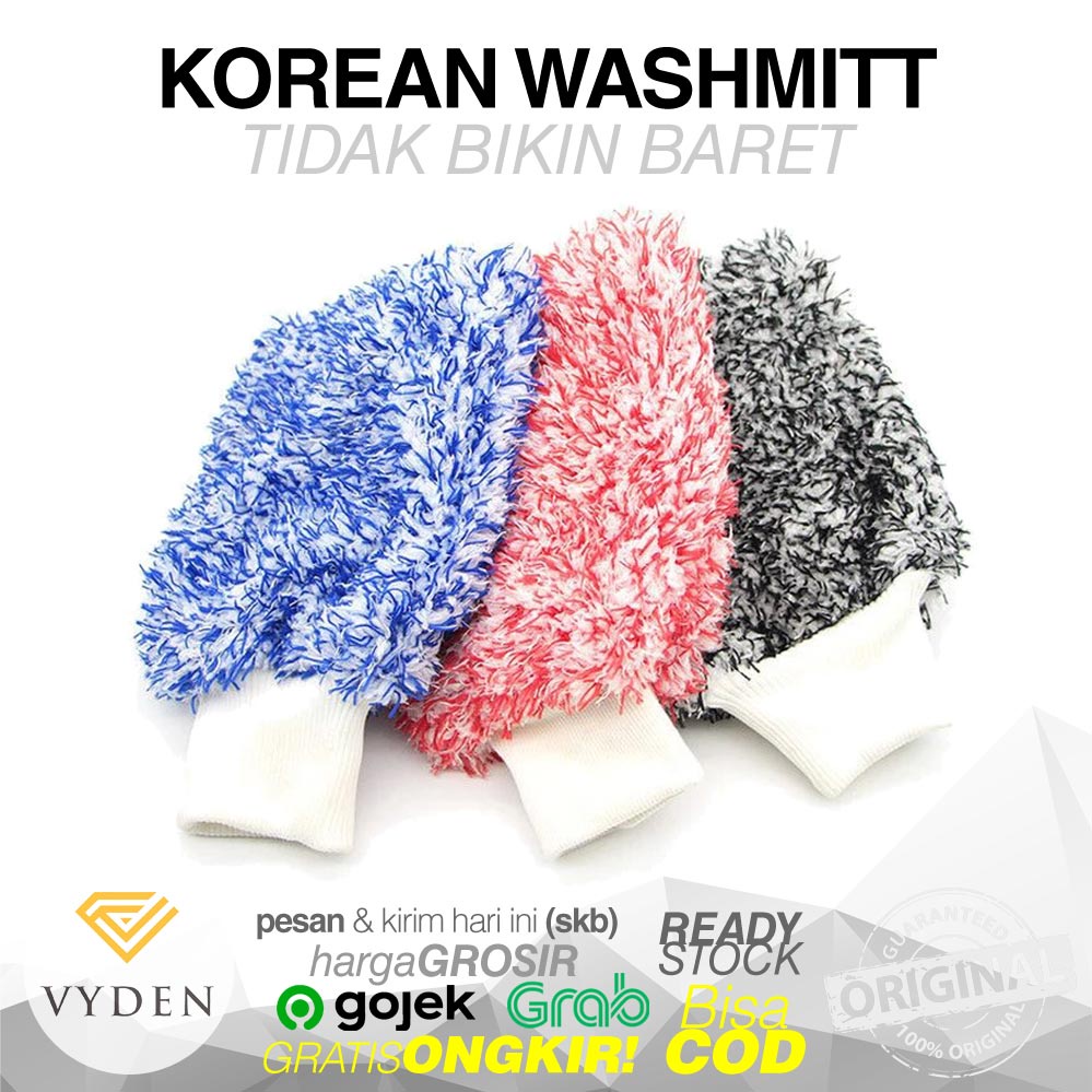 VYDEN Korean Wash Mitt 2 Sisi Side Sarung Tangan Washmitt Korea Lap Cuci Motor Mobil Kain Lap Microfiber Pembersih Detailig Plush Tebal Halus Lembut Lambswool