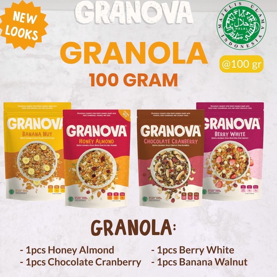 

✨Promo✨ Hari Ini Granola by Granova 100g - Sereal Granola, Menu Sarapan Sehat Bergizi (Honey Almond, Chocolate Cranberry, Banana Nut, Berry White) - Halal !!!