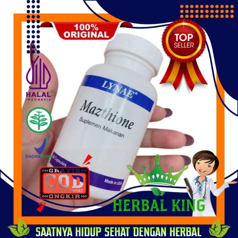 Mazthione Glutathione Lynae Suplemen Pemutih Badan 60 Kapsul Asli 100% Original