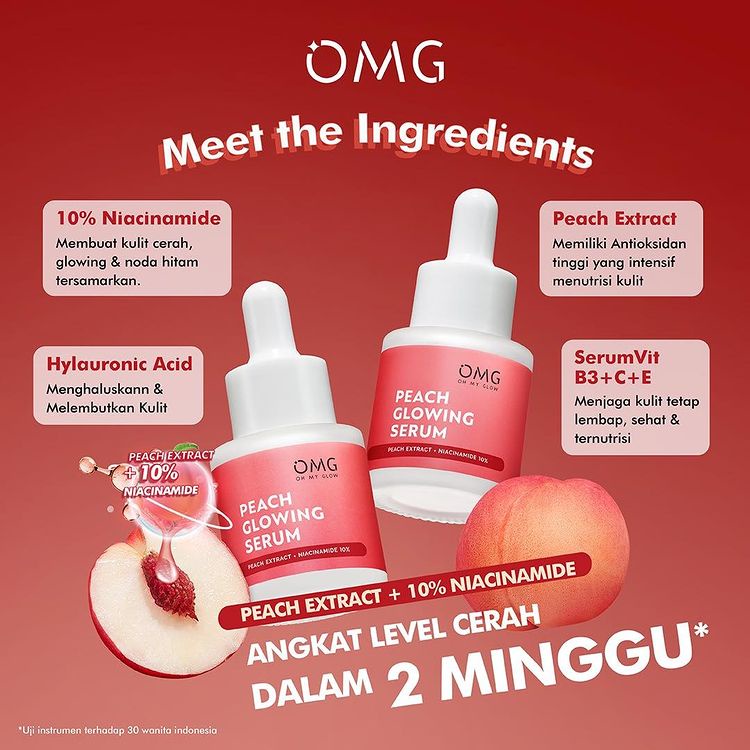 READY OMG OH MY GLOW Peach Glowing Serum 20 ml | Mugwort Acne Serum 20ml