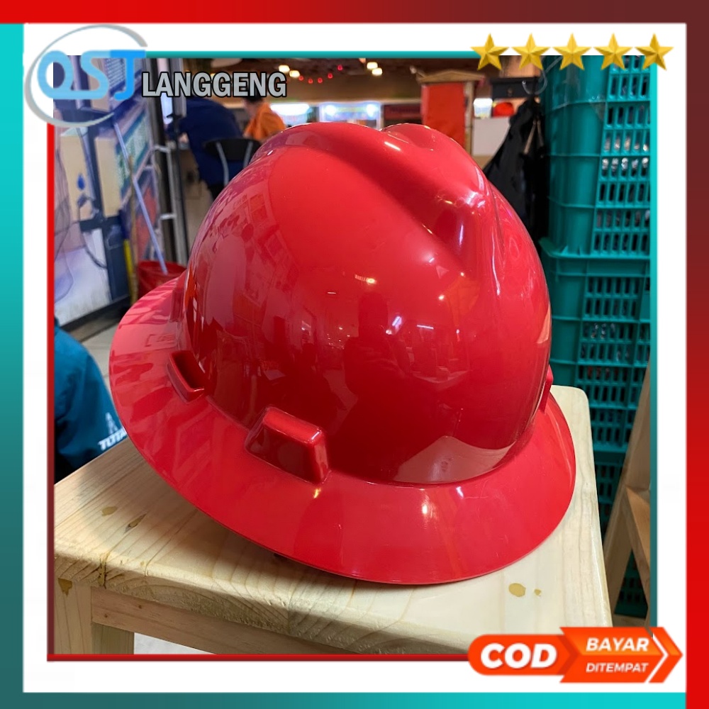 Helm Safety Msa Fullbrim Merah / Helmet Safety Msa Fullbrim Original