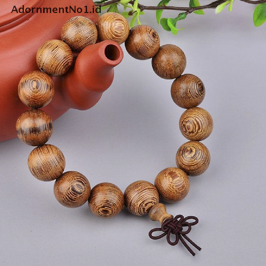 [AdornmentNo1] 15mm Kayu Tibet Buddha Budha Tasbih Gelang Mala Bangle Wristband [ID]