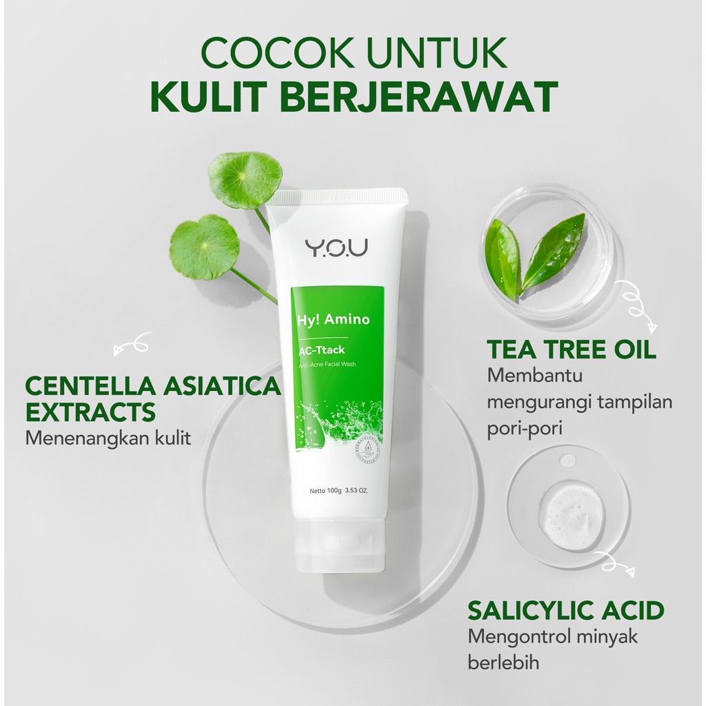 YOU Hy! Amino Facial Wash | Oil Control| Hydrating| Brightening| Anti-Acne| Sabun Cuci Muka 100gr