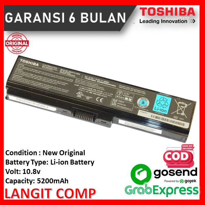 Baterai Toshiba Satellite Original C600 C640 L740 L745 PA3817U PA3817 PA3817U-1BRS