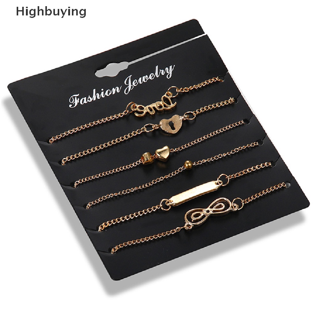 Hbid 6PCS Boho Multilayer Hati Infinity Gelang Kaki Rantai Kaki Ankle Bracelet Perhiasan Glory