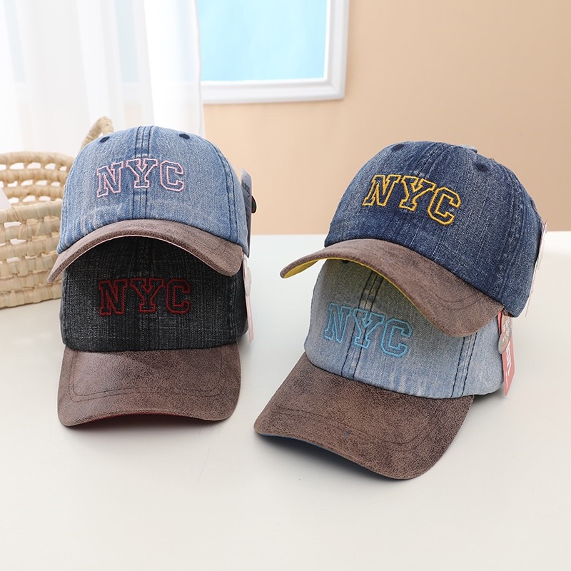 Topi Baseball Anak Import NYC Denim dan Bahan