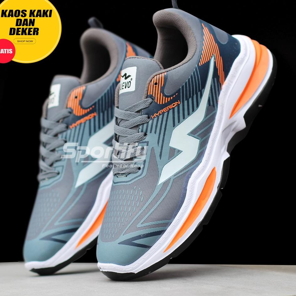 ADW.17Ja23ᵁ ▫ SEPATU OLAHRAGA PRIA NUEVO HYPERION PUTIH HITAM ORIGINAL SEPATU RUNNING LARI JOGGING S