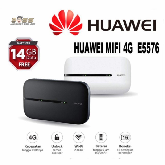 Produk Terbaru Mifi Modem Wifi 4G All Operator Huawei E5576 Free Telkomsel Kuota 14Gb