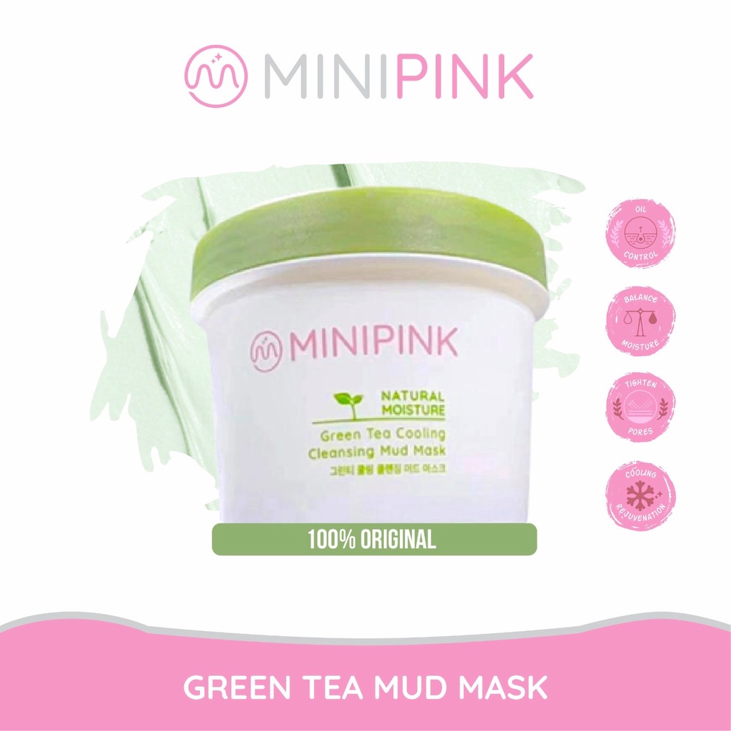 MINIPINK Green Tea Clay Mask 120gr Deep Clean Komedo Exfoliasi Kulit Wajah Greentea MP013