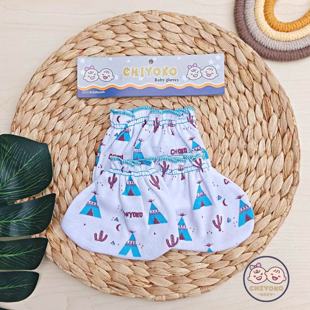 3 Set / 3 Bungkus Sarung Tangan Bayi Dan Sarung Kaki Bayi Serian BIRU Chiyoko Baby