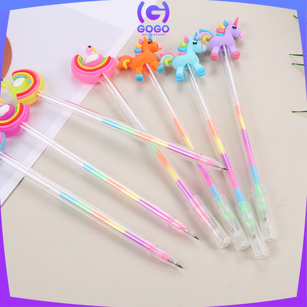 GOGO-A44 Pulpen Gel 0.5mm Karakter Angsa Tinta Rainbow Pena Pelangi Lucu / Alat Tulis Sekolah Drawing Pen Warna Warni Import