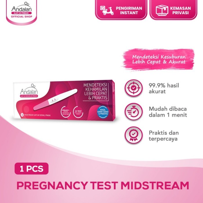 ANDALAN Test Pack Alat Uji Kehamilan Strip dan Midstream Testpack