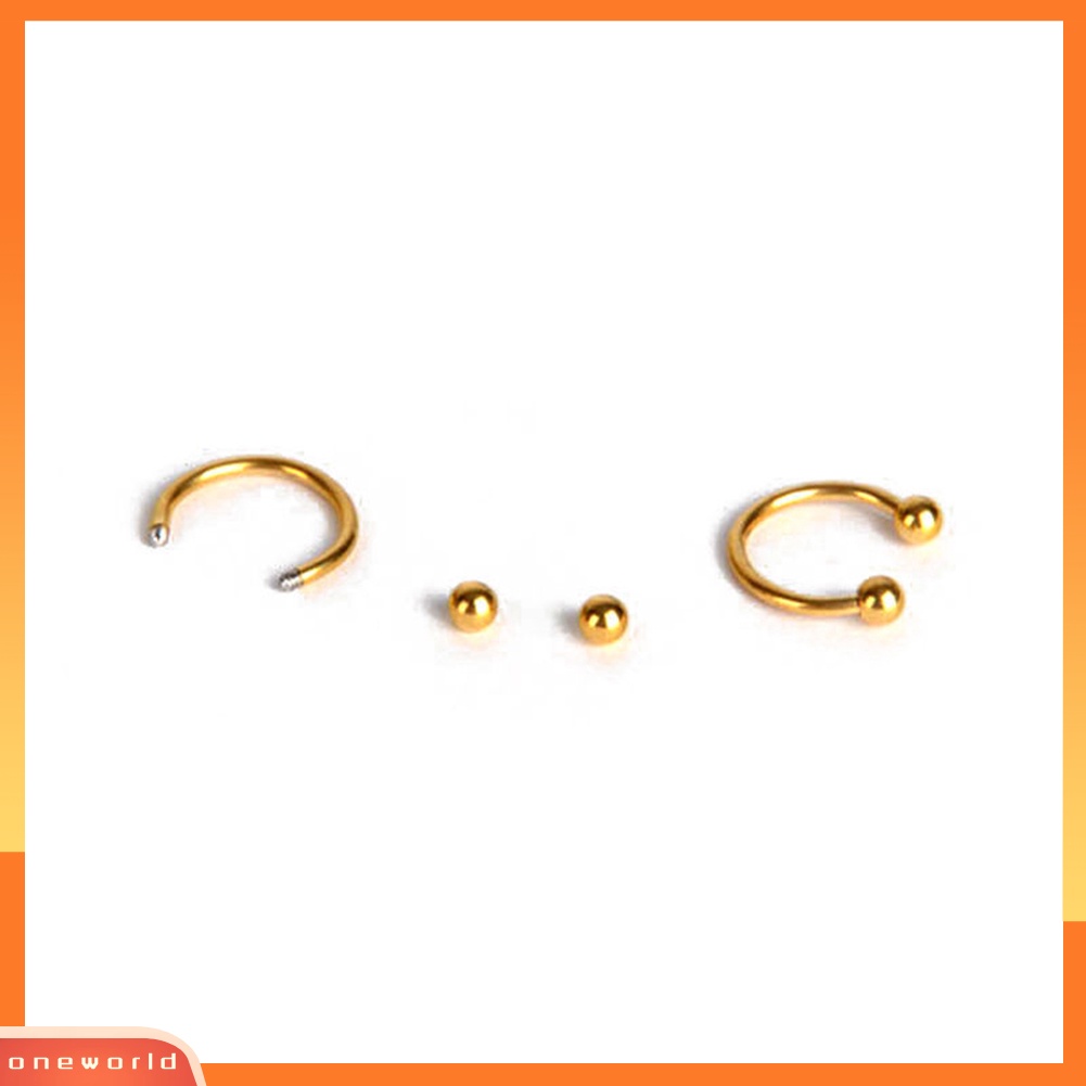 [oneworld] 10pcs Stainless Steel Tapal Kuda Bar Bibir Hidung Septum Cincin Telinga Stud Tindik Tubuh