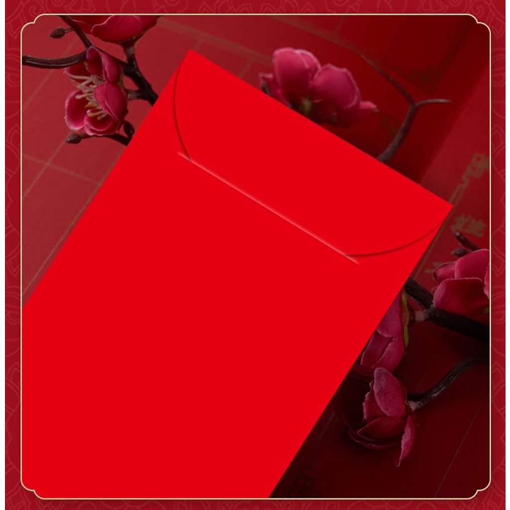 Angpao Hoki 1 Set Isi 6 Pcs Bahan Tebal Embos Emas Ukuran Panjang Netral FU Fuk Hok Merah Hong Bao Chinese Red Envelopes Angpau Imlek Amplop Lunar Envelope Ampau Ampao