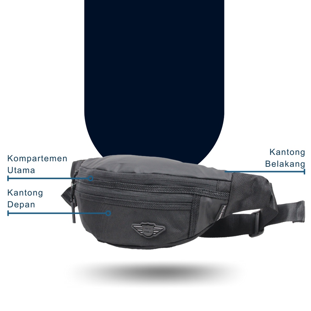 Tas Pinggang Pria Multifungsi Waist Bag Import Polo Hummer 9331