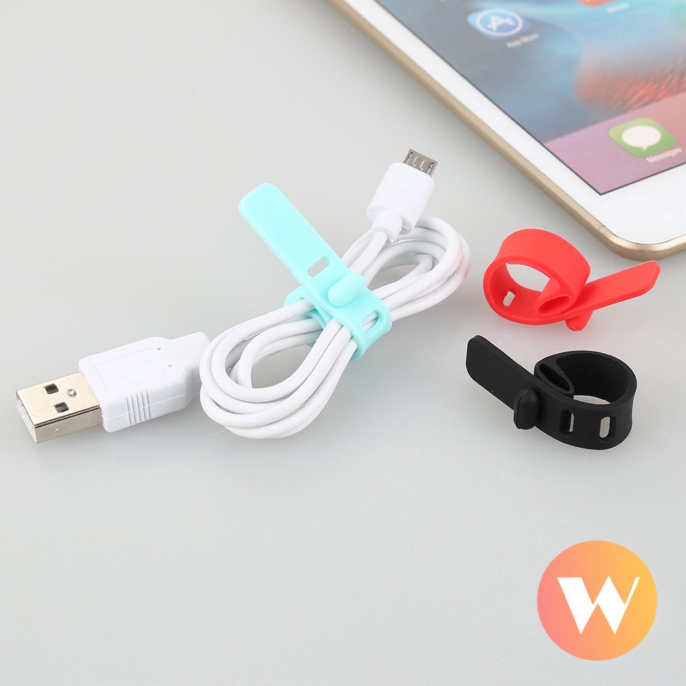 1pc USB Charger Cable Winder Silicone Cable Solid Candy Color Organizer Kawat Dibungkus Tempat Penyimpanan Garis Kabel