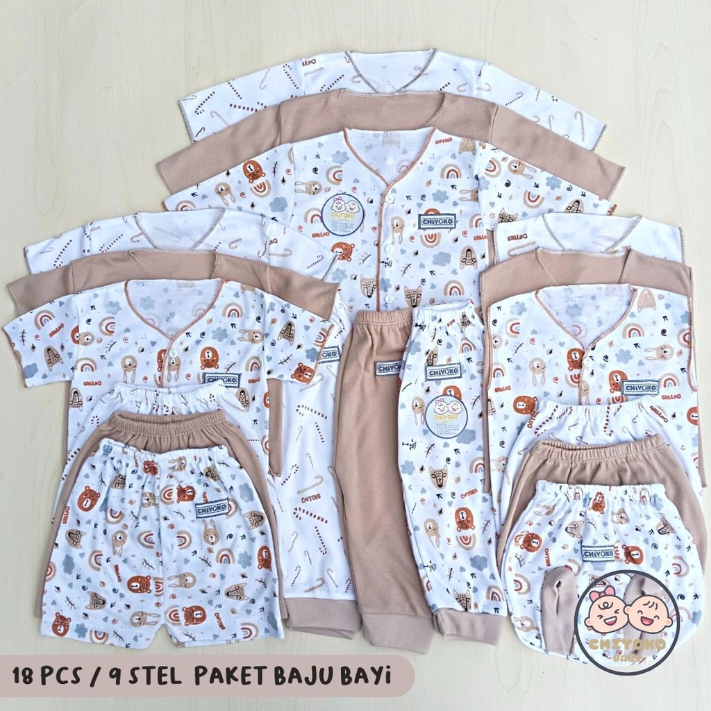 51 Pcs Paket Hemat Terkomplit Baju Bayi Baru Lahir Paket Hemat Brojol Baby Paket Komplit Bayi Baru Lahir Serian COKLAT SUSU Chiyoko Baby