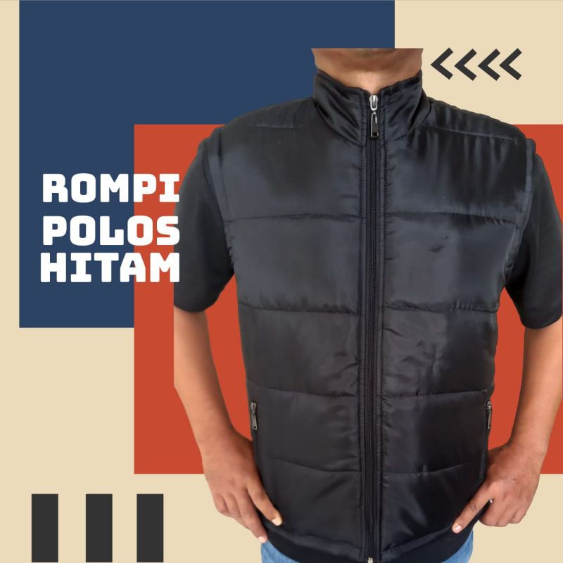 Rompi Outdoor Vest Gelembung Bandung Hitam Polos