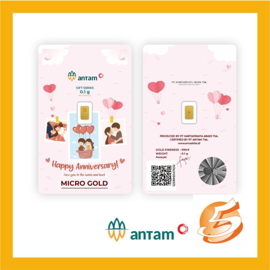 Logam Mulia Antam Hartadinata Micro Gold 0.1 Gm Gift Kado Anniversary Pink