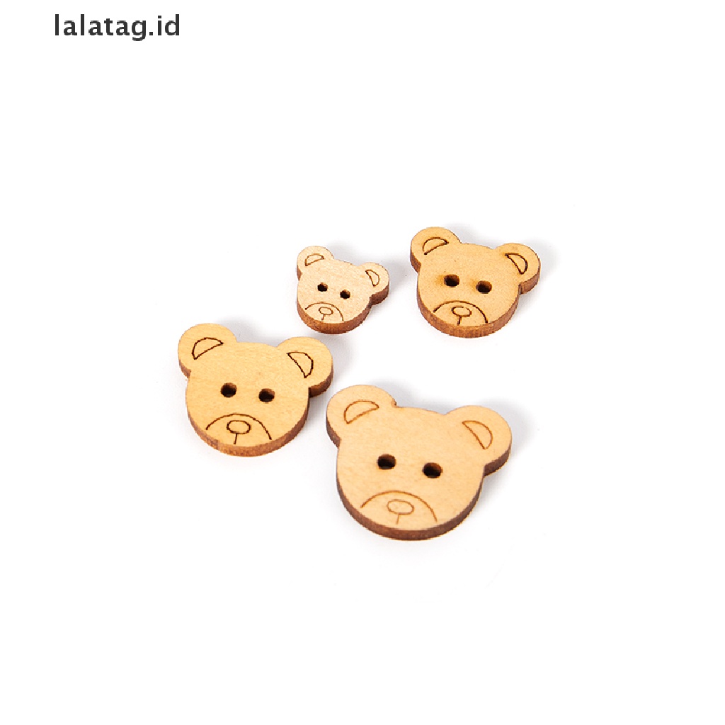 [lalatag] 50pcs Kancing Natural Teddy Bear Ch Kancing Jahit Kayu Buttons [ID]