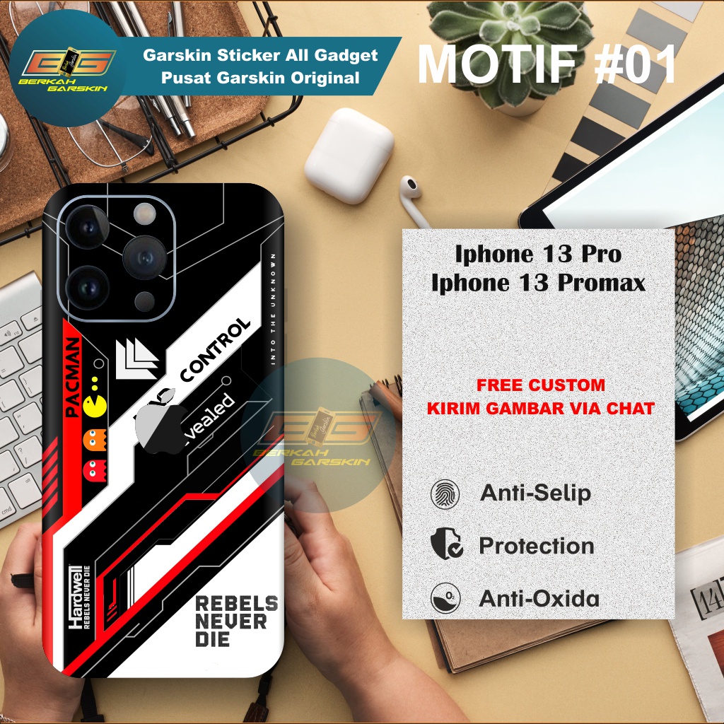 Garskin Stiker Iphone 13 Pro - iPhone 13 Pro Max Motif 1-10 Bisa Request Gambar ISI 2 PCS