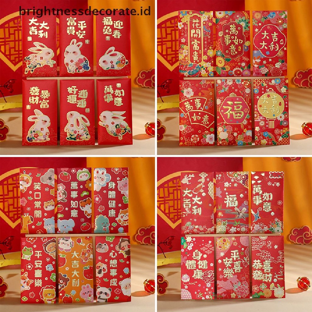 [Birth] 6pcs 2023tahun Kelinci Kartun Merah PacketChinese New Year Lucky Red Amplop Kreatif Musim Semi Festival Ulang Tahun Pernikahan Amplop Merah [ID]