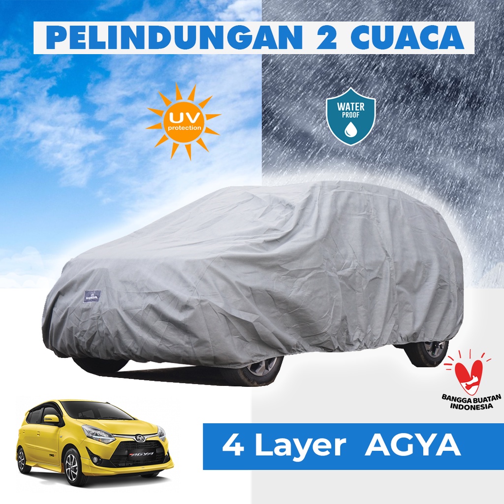 4 Lapis Body Cover Mobil Agya Outdoor Sarung Mobil Agya Tahan Air Waterproof