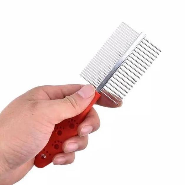 Sisir Grooming Kucing Anjing 2 sisi Besi Stainless/setara sisir kandila