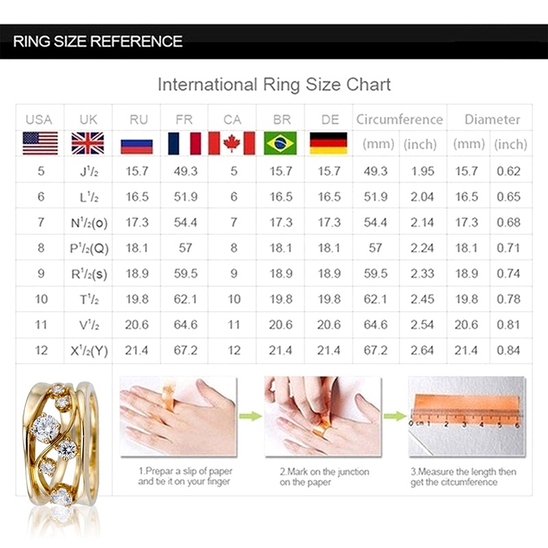 Mempesona Eropa Dan Amerika Fashion Wanita 18 K Emas Padat6 Berlian Berkilau Cincin Super Pengantin Pertunangan Pernikahan Rings