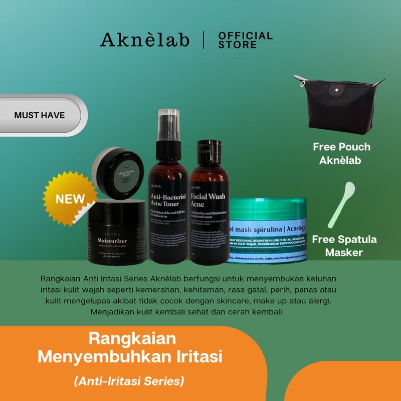 Anti Iritasi Series Aknèlab (1 paket) menyembuhkan iritasi pada kulit wajah