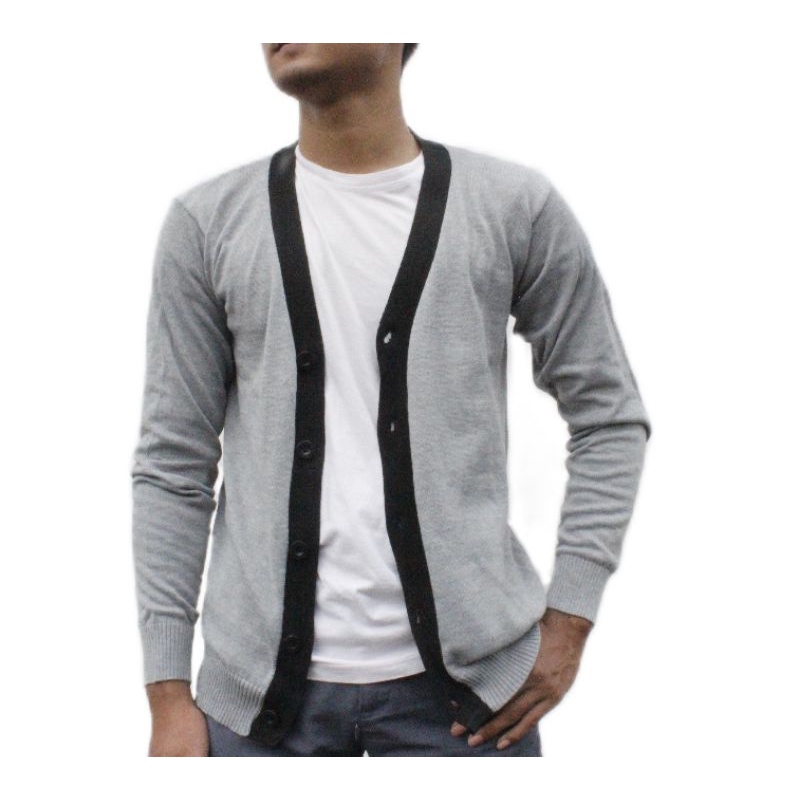 CARDIGAN PRIA GARIS HITAM / BERGARIS