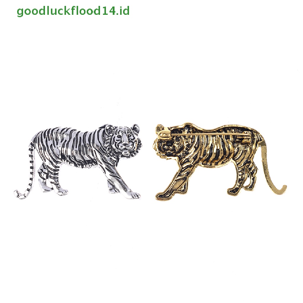 [GOOGFOUR] Tiger Bros Untuk Wanita Pria 2-warna Animal Brooch Pin Hadiah [Atasan]